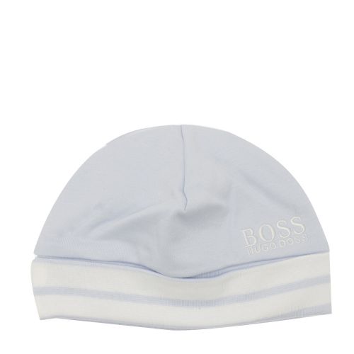Baby Pale Blue Logo Stripe Soft Hat 38245 by BOSS from Hurleys