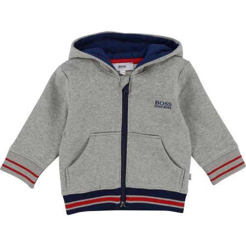 Toddler Grey Stripe Hood Zip Sweat Top 28357 by BOSS from Hurleys