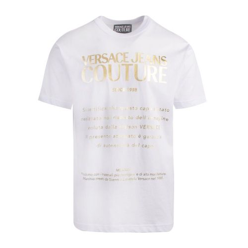 Mens White Large Foil Logo Regular Fit S/s T Shirt 83450 by Versace Jeans Couture from Hurleys