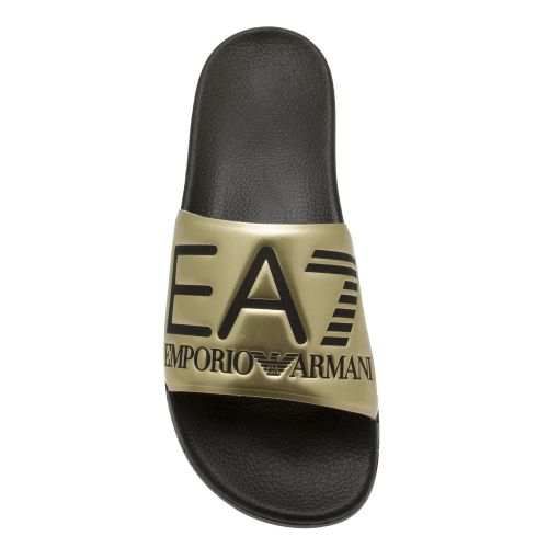 Boys Gold/Black Visibility Logo Slides (34-39) 38111 by EA7 from Hurleys