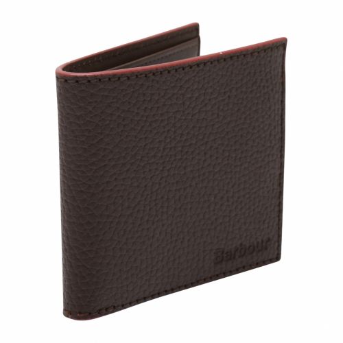 Mens Dark Brown Grain Leather Billfold Wallet 47502 by Barbour from Hurleys
