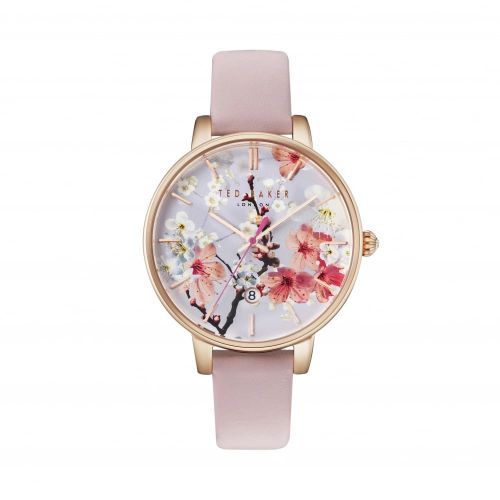 Womens Pink & Rose Gold Print Dial Leather Watch 10098 by Ted Baker from Hurleys