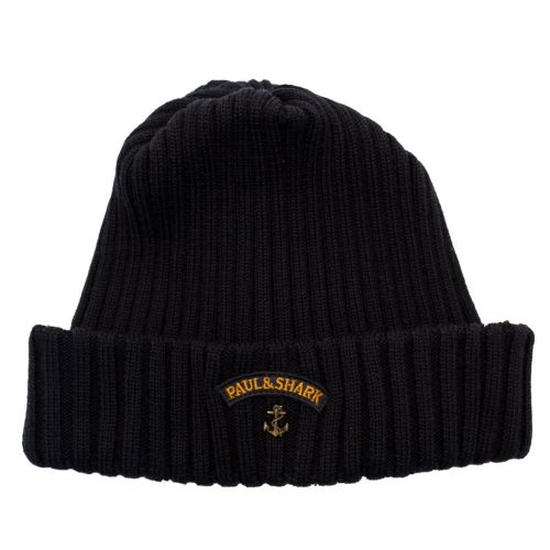 Paul & Shark Mens Navy Knitted Anchor Hat 65103 by Paul And Shark from Hurleys