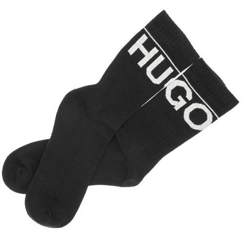Mens Black 2 Pack Rib Iconic Socks 109926 by HUGO from Hurleys