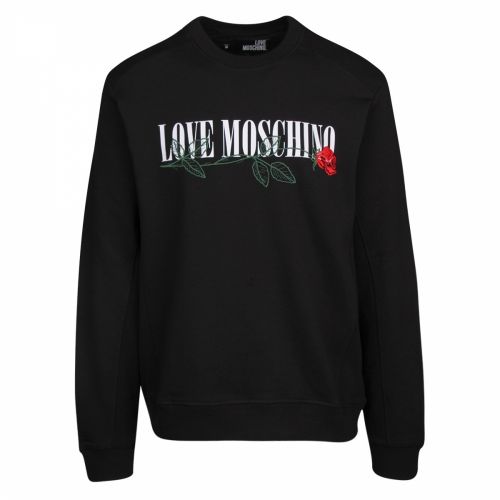 Mens Black Logo Rose Regular Fit Sweat Top 39412 by Love Moschino from Hurleys