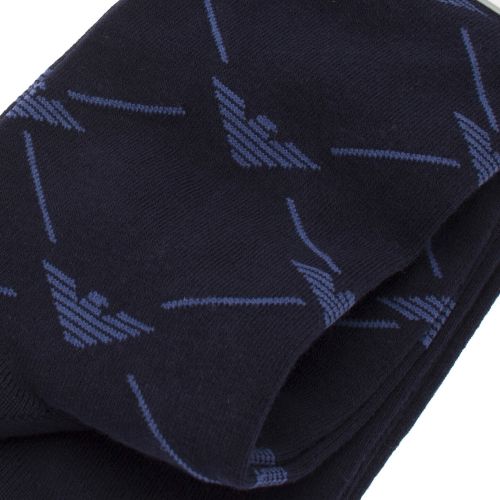 Mens Blue Logo Diamond 2 Pack Socks 48078 by Emporio Armani Bodywear from Hurleys