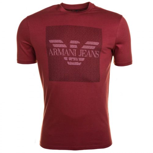 Mens Red Eagle Box Logo Regular Fit S/s Tee Shirt 61219 by Armani Jeans from Hurleys
