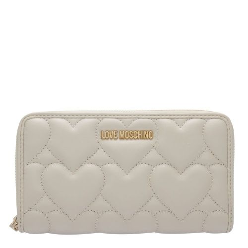Womens Ivory Heart Quilted Zip Around Purse 82956 by Love Moschino from Hurleys