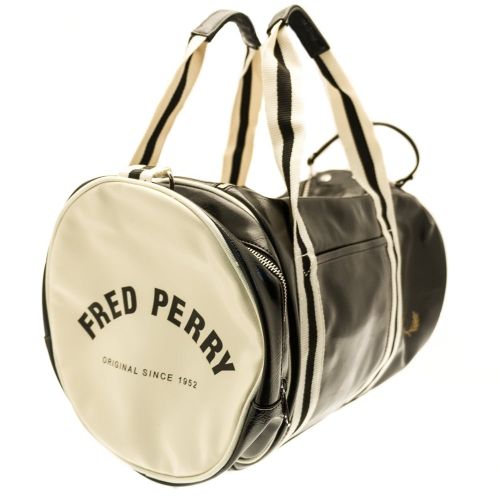Mens Black & Ecru Classic Barrel Bag 71403 by Fred Perry from Hurleys