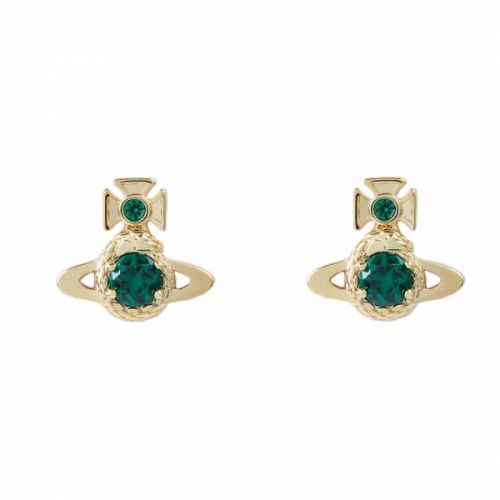 Womens Emerald Gold Ouroboros Small Earrings 54466 by Vivienne Westwood from Hurleys