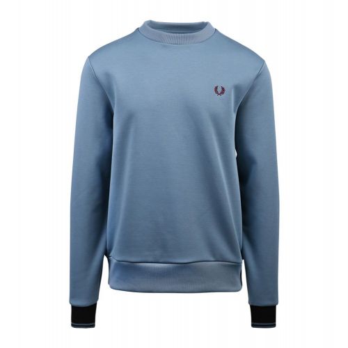 Mens Ash Blue Abstract Tipped Sweat Top 99053 by Fred Perry from Hurleys