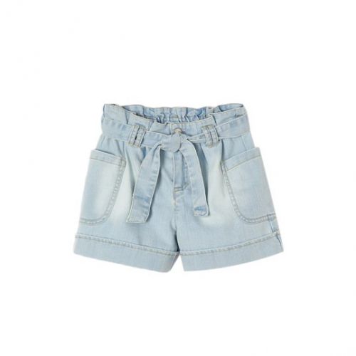 Girls Light Blue Soft Bow Denim Shorts 102512 by Mayoral from Hurleys