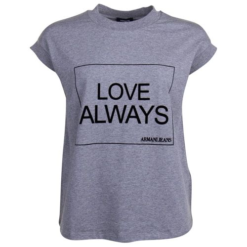Womens Grey Love Always S/s T Shirt 70296 by Armani Jeans from Hurleys
