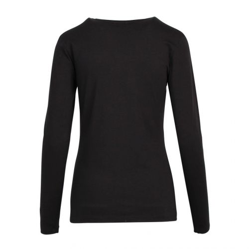 Womens Black Glitter Logo L/s T Shirt 93237 by Emporio Armani Bodywear from Hurleys