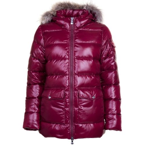Womens Burgundy Authentic Fur Hooded Shiny Jacket 67725 by Pyrenex from Hurleys