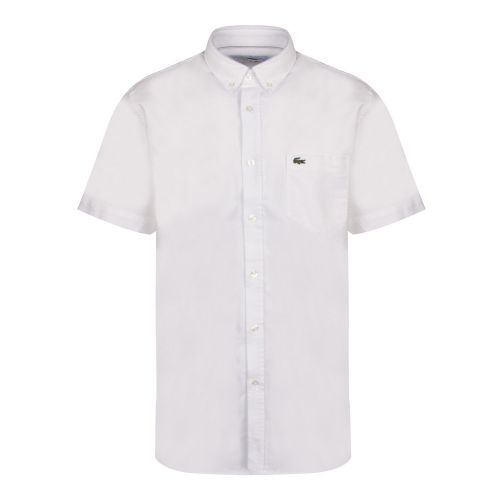 Mens White Oxford Regular Fit S/s Shirt 48752 by Lacoste from Hurleys