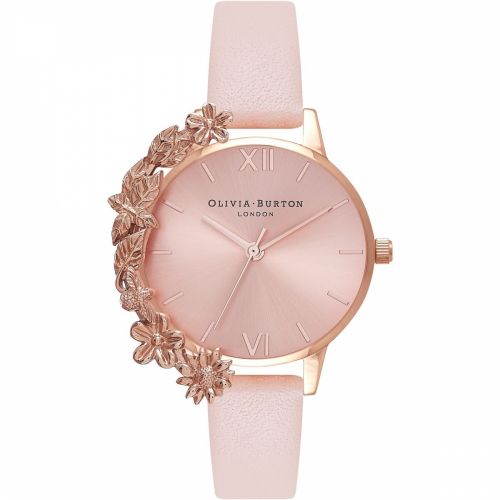 Womens Nude Peach & Rose Gold Case Cuff Watch 33871 by Olivia Burton from Hurleys