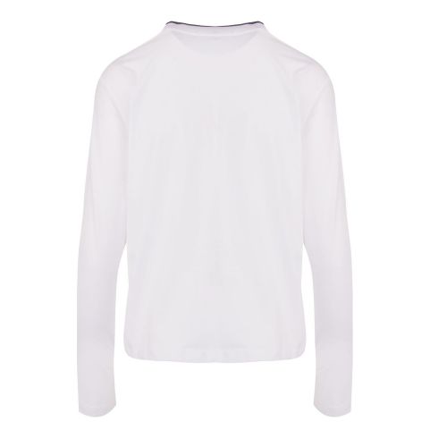 Womens Bright White Embroidery Tipping L/s T Shirt 74595 by Calvin Klein from Hurleys