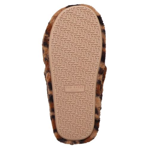 Womens Brown Leopard Elyna Faux Fur Cross Slippers 96958 by Ted Baker from Hurleys