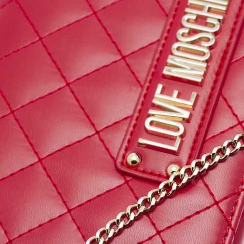 Womens Red Quilted Chain Crossbody Bag 35094 by Love Moschino from Hurleys