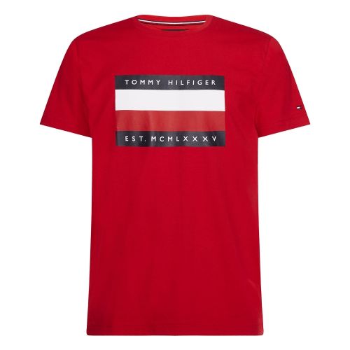 Mens Primary Red Corp Logo Stripe S/s T Shirt 58068 by Tommy Hilfiger from Hurleys