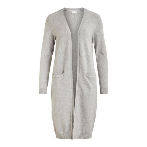 Womens Light Grey Melange Viril L/S Long Knit Cardigan 110388 by Vila from Hurleys