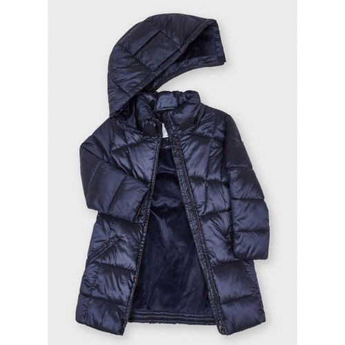 Girls Navy Padded Hooded Coat & Mittens 95140 by Mayoral from Hurleys