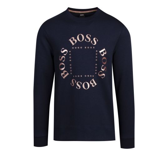 Athleisure Mens Navy Salbo Circle Crew Sweat Top 73580 by BOSS from Hurleys