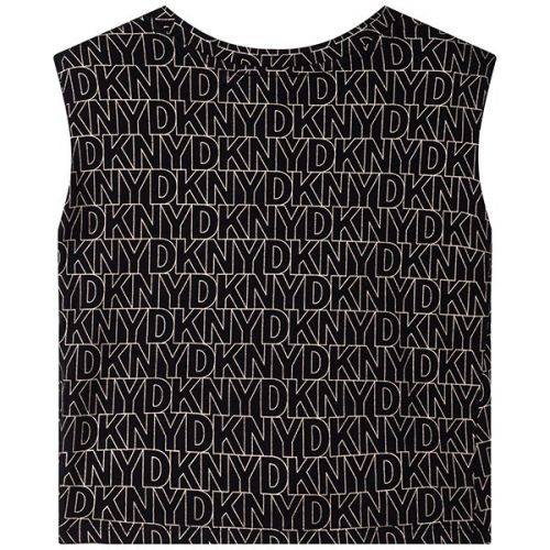 Girls Black Logo Print Front Knot Top 111025 by DKNY from Hurleys