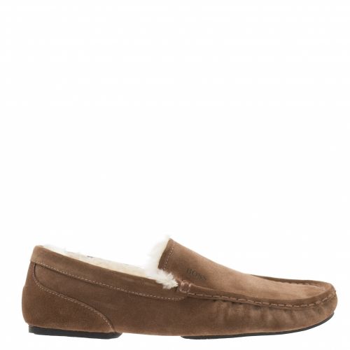 Mens Medium Brown Relax_Mocc Slippers 34294 by BOSS from Hurleys