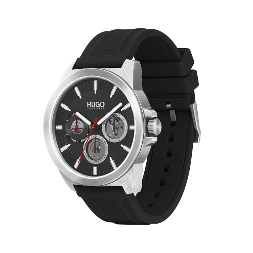 Mens Silver/Black Twist Silicone Watch 78771 by HUGO from Hurleys
