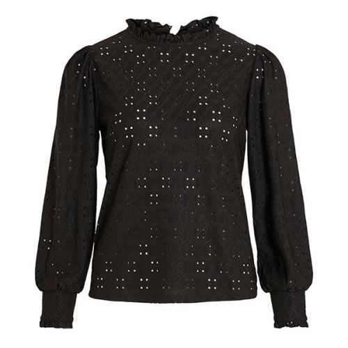 Womens Black Vikawa Broderie High Neck Top 111143 by Vila from Hurleys