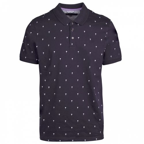 Mens Navy Tuka Palm Tree Print S/s Polo Shirt 36015 by Ted Baker from Hurleys