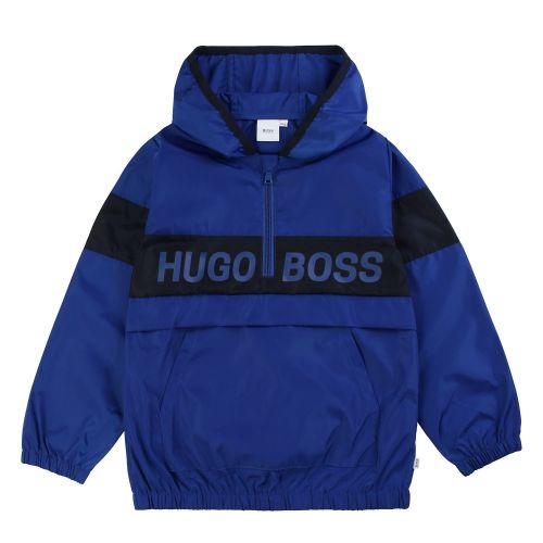 Boys Wave Blue Branded Overhead Packaway Jacket 55981 by BOSS from Hurleys