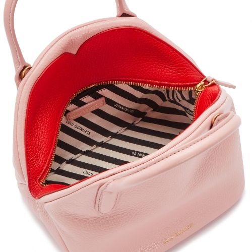 Womens Dusky Pink/Scarlet Peekaboo Lip Small Valentina Bag 34927 by Lulu Guinness from Hurleys