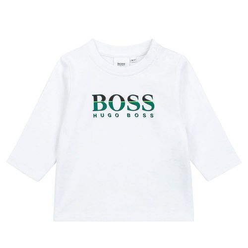 Toddler White Branded Logo L/s T Shirt 94092 by BOSS from Hurleys