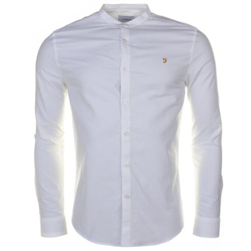 Mens White Brewer Grandad Slim Fit L/s Shirt 63628 by Farah from Hurleys