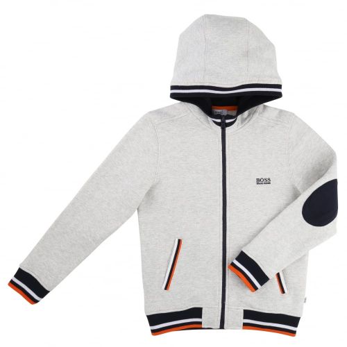 Boys Grey Colour Tipped Zip Hooded Sweat Top 65443 by BOSS from Hurleys