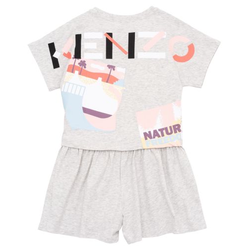 Girls Light Grey Collage Mix Playsuit 104467 by Kenzo from Hurleys