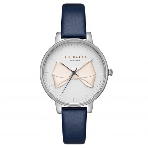 Womens Navy & Silver Bow Dial Leather Strap Watch 19255 by Ted Baker from Hurleys