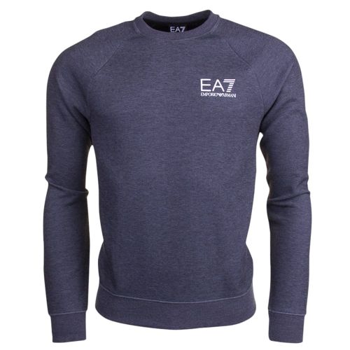 Mens Grey Melange Training Core Identity Crew Sweat Top 11440 by EA7 from Hurleys