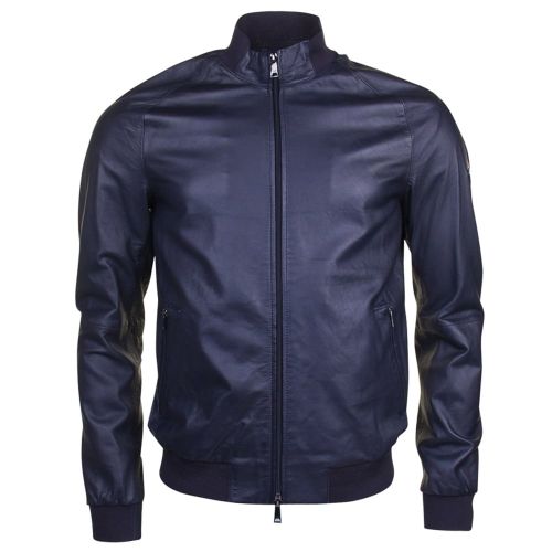 Mens Blue Leather Slim Fit Jacket 69662 by Armani Jeans from Hurleys
