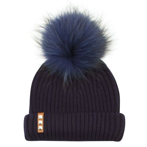 Womens Navy Wool Hat Wool Hat With Changeable Fur Pom 15841 by BKLYN from Hurleys