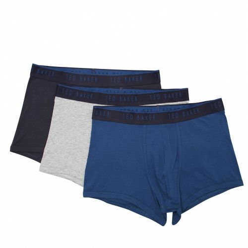 Mens Navy/Blue/Grey 3 Pack Cotton Trunks 52389 by Ted Baker from Hurleys