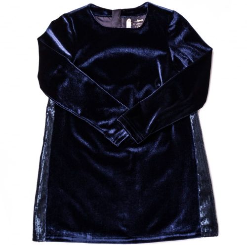Girls Navy Velvet & Sequin Trim L/s Dress 65622 by Billieblush from Hurleys
