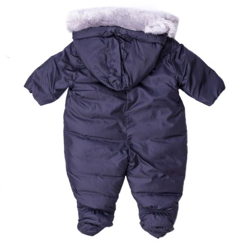 Baby Navy Fur Lined Hooded Snowsuit 62514 by Armani Junior from Hurleys