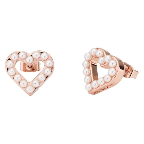 Womens Rose Gold & Pearl Edvinea Enchanted Heart Stud Earrings 24513 by Ted Baker from Hurleys