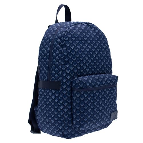 Navy Multi Logo Backpack 19831 by Armani Junior from Hurleys