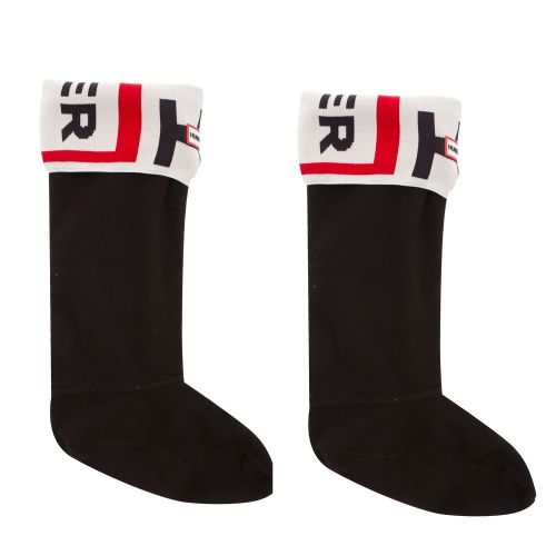 Womens Black Original Tall Logo Cuff Socks 32815 by Hunter from Hurleys