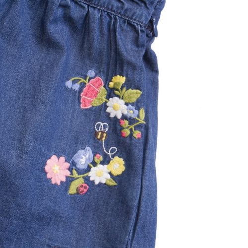 Girls Blue Embroidered Denim Shorts 22617 by Mayoral from Hurleys